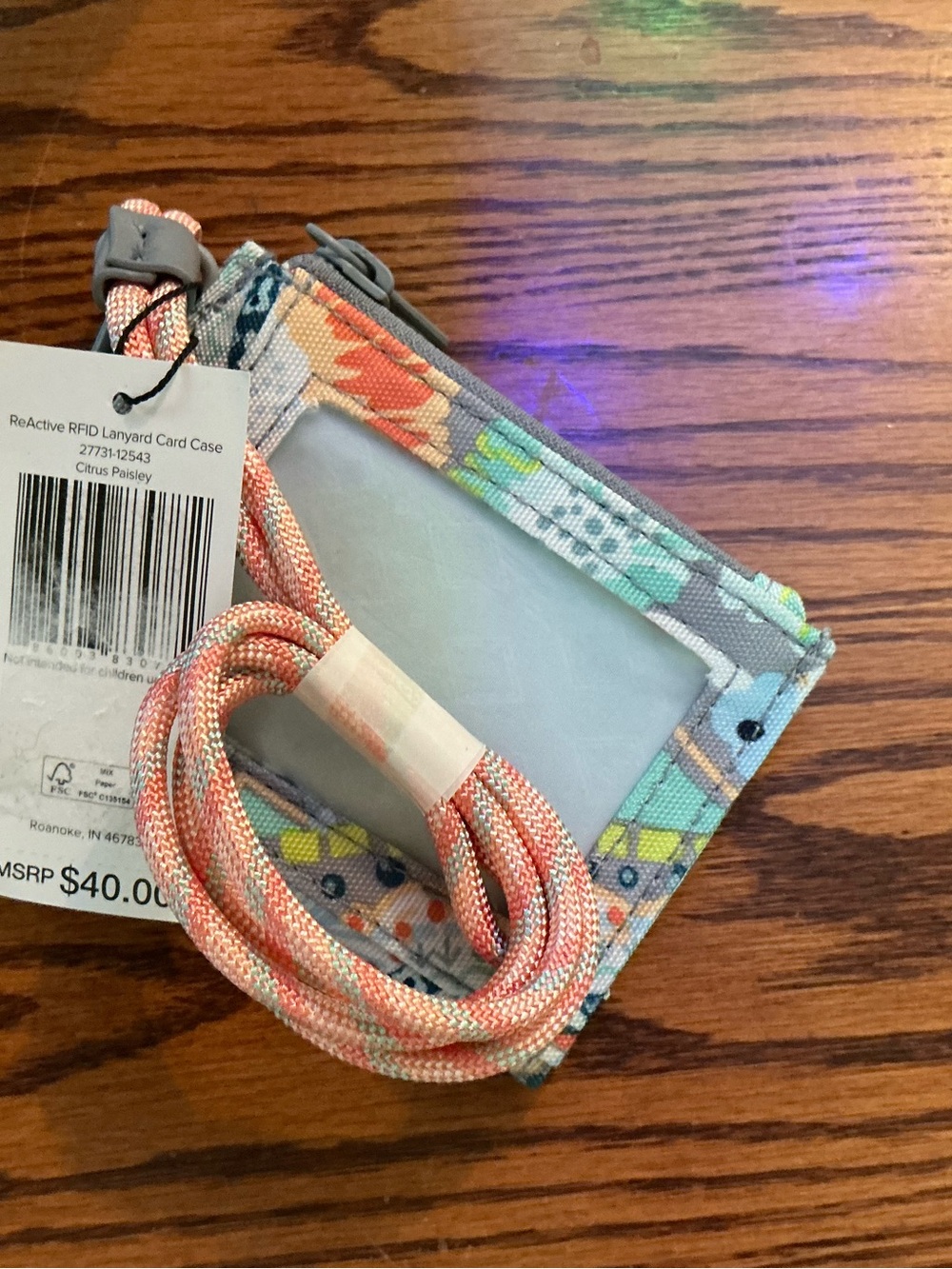 Vera Bradley Floral Multi-Color ID Badge Wallet with Lanyard